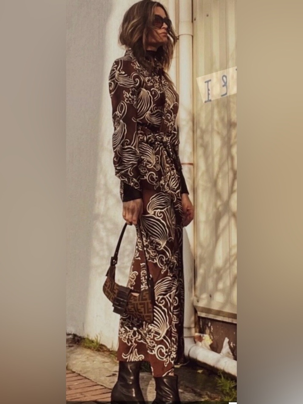 Zara ZW Collection Floral Wrap Midi with Front Slit